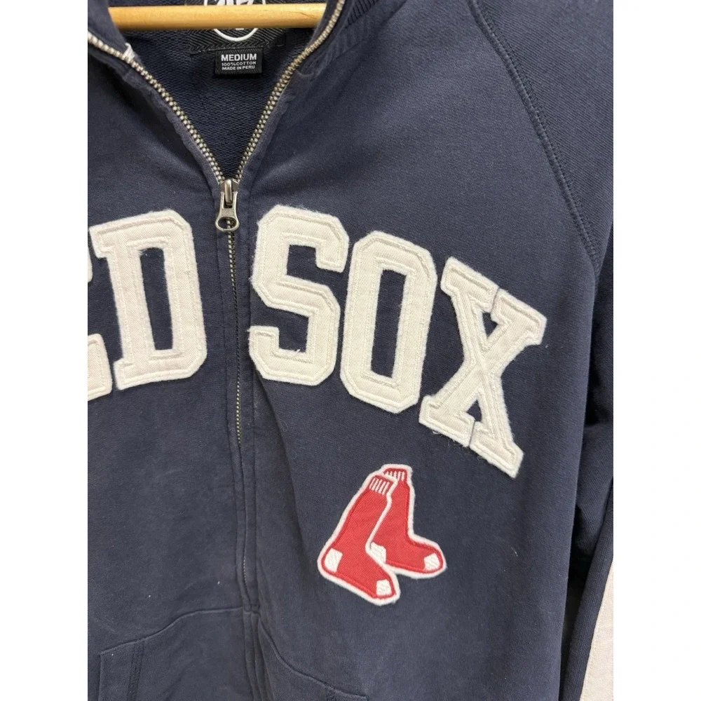 Boston Red Sox Jacket Men's Medium Blue Full Zip '47 Brand MLB Baseball Sports